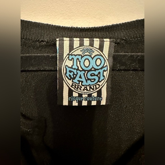 Too Fast Black and Red & Black Sugar Skull Cardigan Sweater Medium - Picture 4 of 5